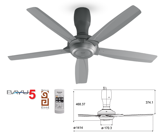 BAYU 4 Blade Ceiling Fan F-M14D9 CG (56")